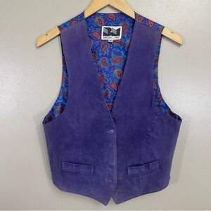 Vintage British Mist Purple Leather Suede Paisley Womens medium